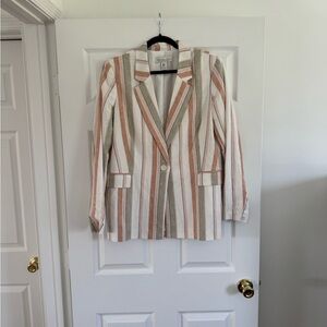 Rachel Zoe Striped Women's Blazer - Beige, Pink, and White